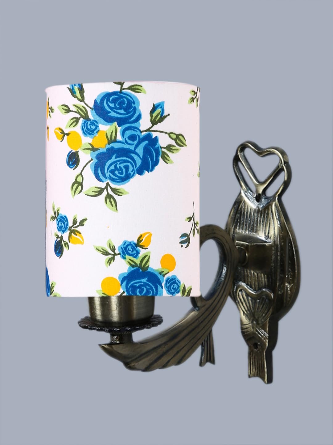 Antique Gold Wall Lamp for Office/Home/Gifting with Cotton Printed Shade(8x4.25x11) Inches -133