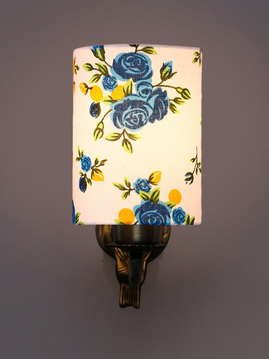 Antique Gold Wall Lamp for Office/Home/Gifting with Cotton Printed Shade(8x4.25x11) Inches -133