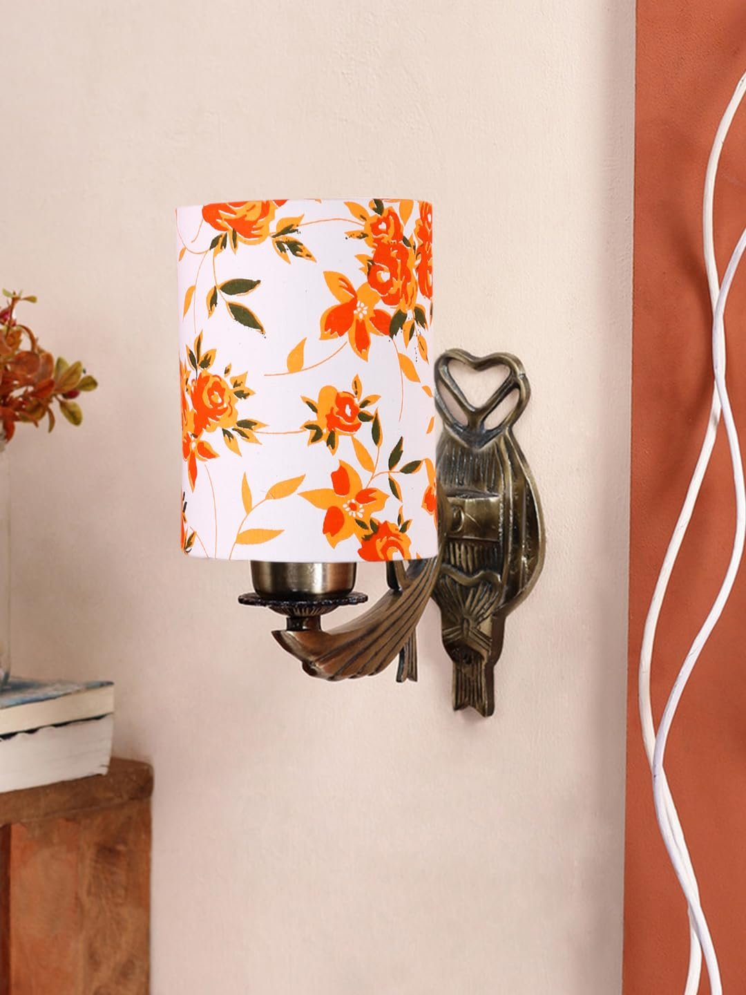 Antique Gold Wall Lamp for Office/Home/Gifting with Cotton Printed Shade(8x4.25x11) Inches -134