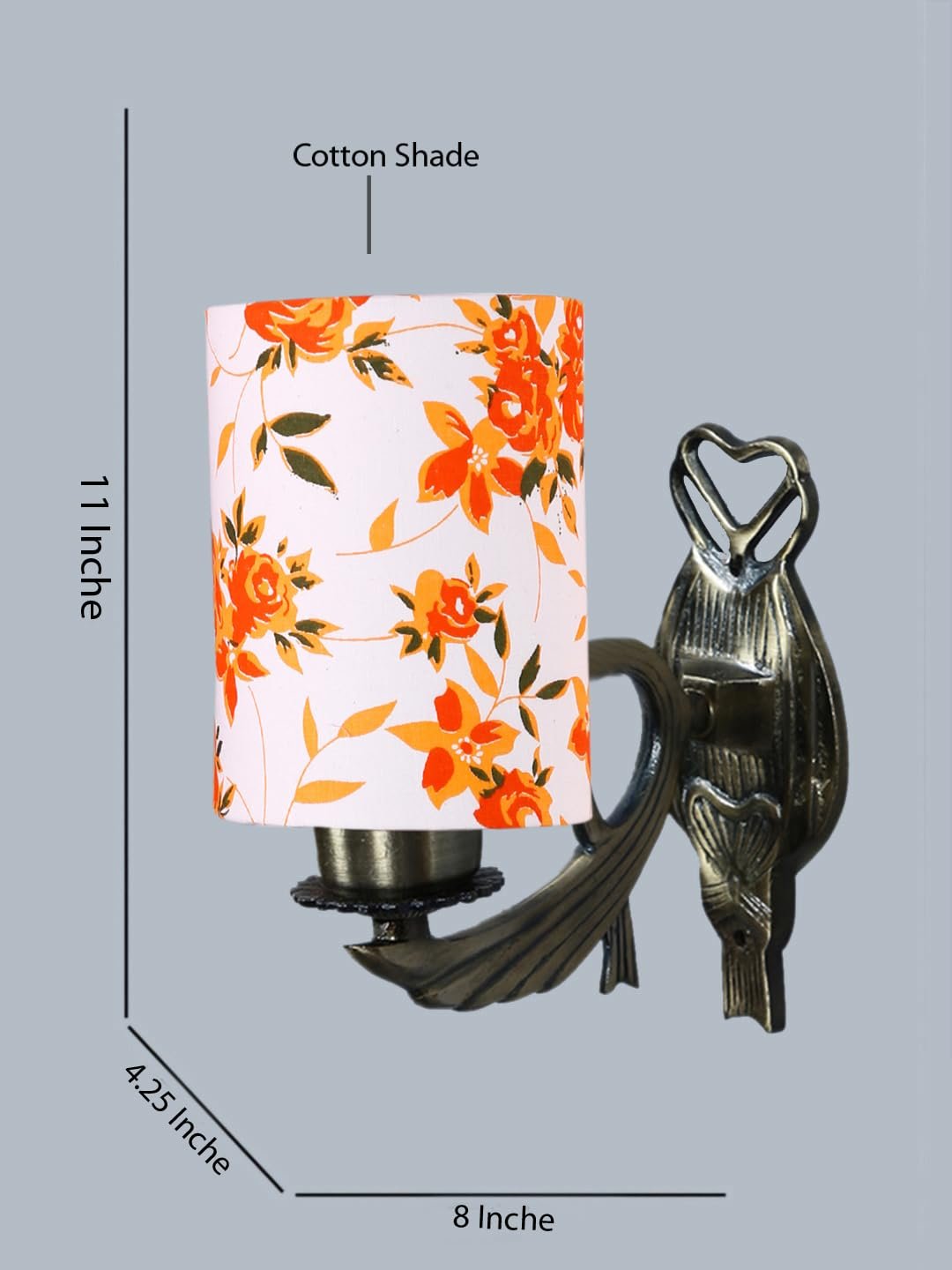 Antique Gold Wall Lamp for Office/Home/Gifting with Cotton Printed Shade(8x4.25x11) Inches -134