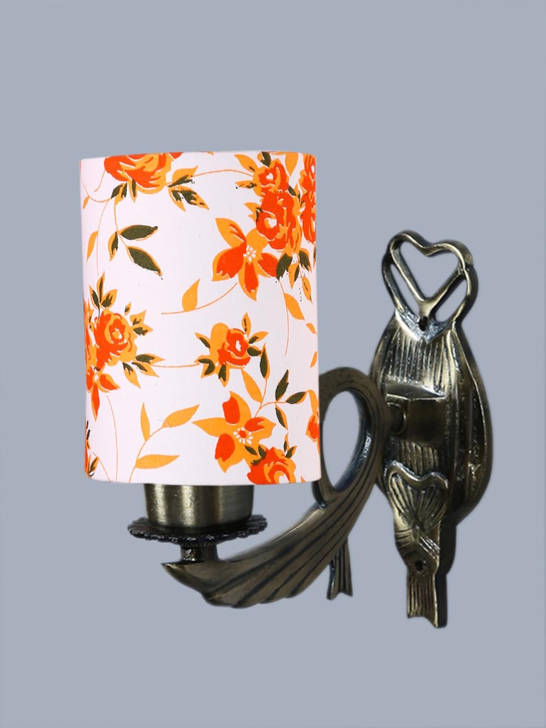 Antique Gold Wall Lamp for Office/Home/Gifting with Cotton Printed Shade(8x4.25x11) Inches -134