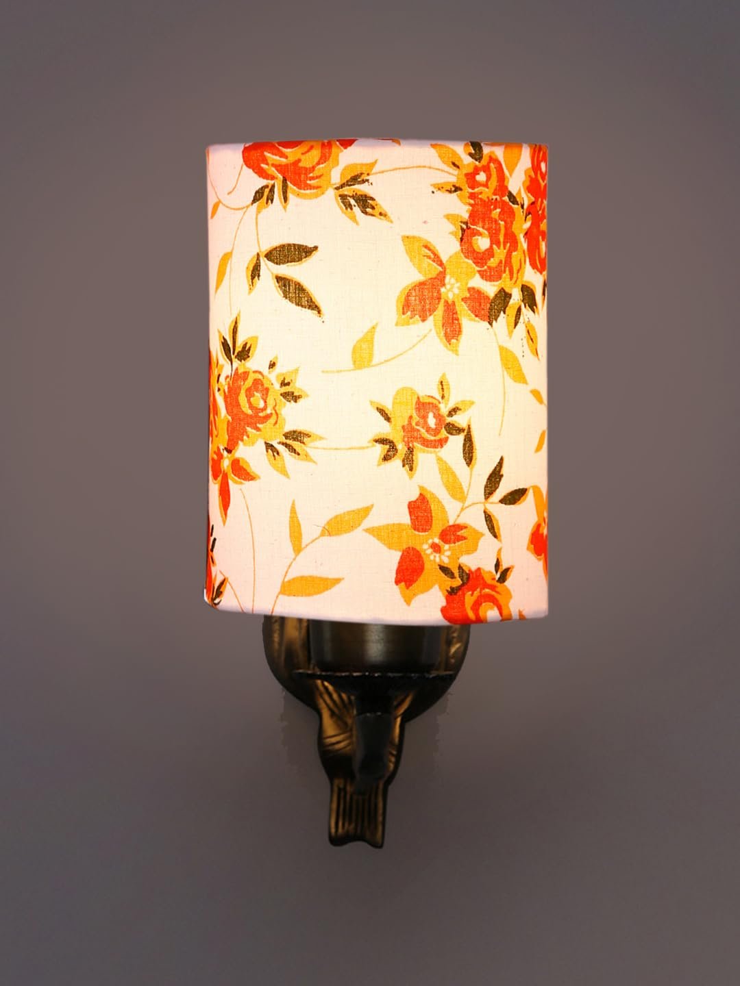 Antique Gold Wall Lamp for Office/Home/Gifting with Cotton Printed Shade(8x4.25x11) Inches -134