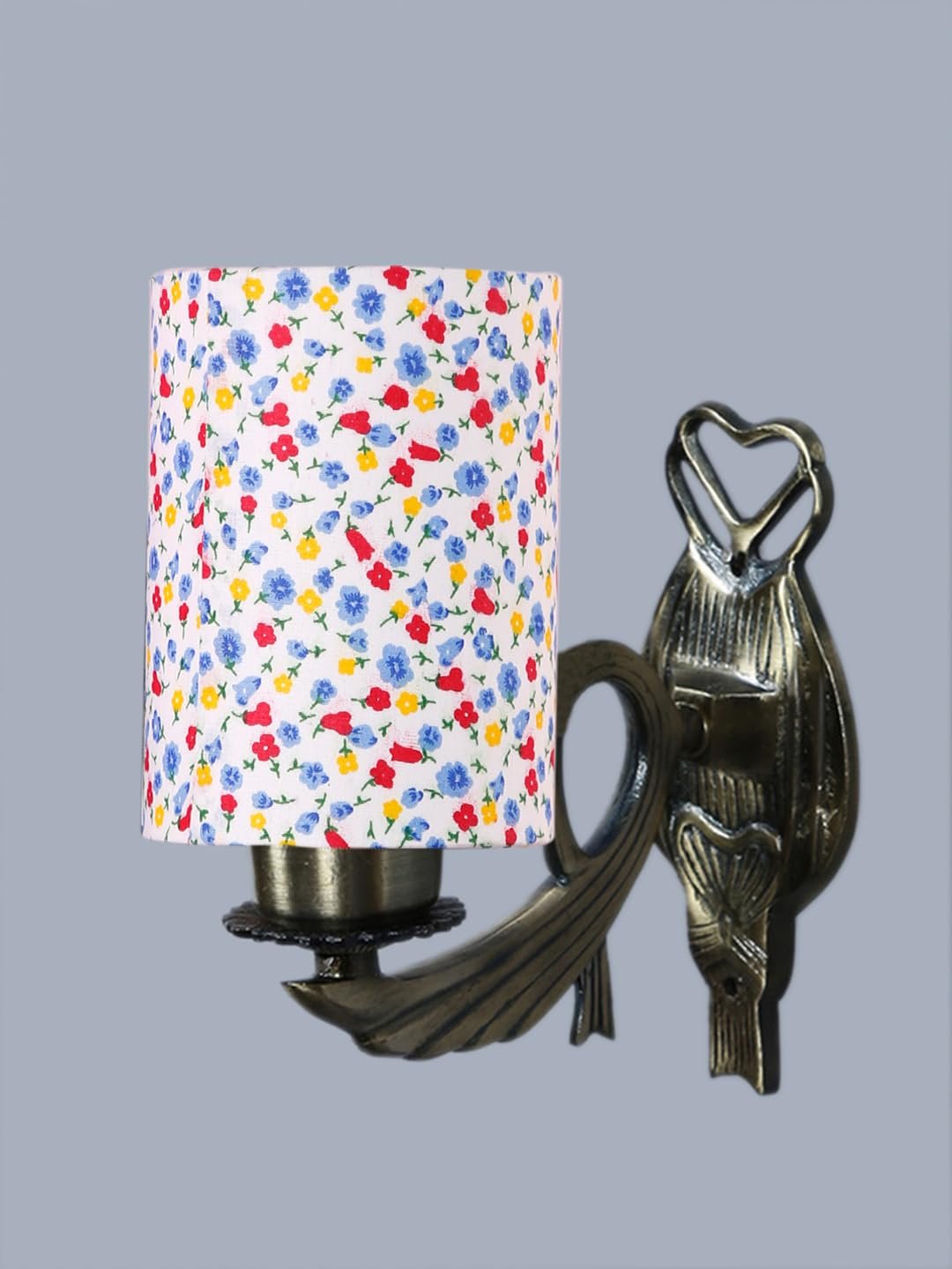 Antique Gold Wall Lamp for Office/Home/Gifting with Cotton Printed Shade(8x4.25x11) Inches -135