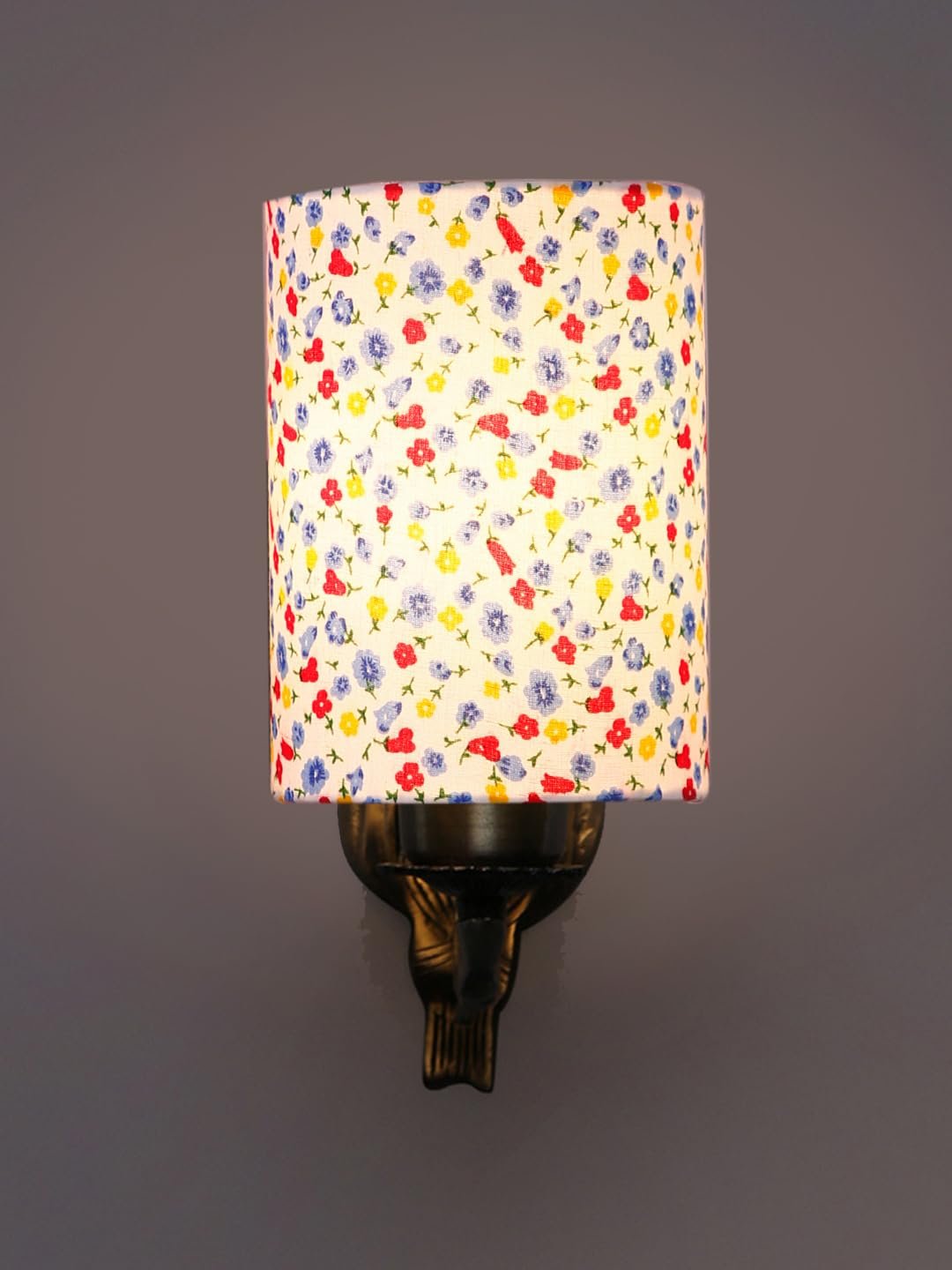 Antique Gold Wall Lamp for Office/Home/Gifting with Cotton Printed Shade(8x4.25x11) Inches -135
