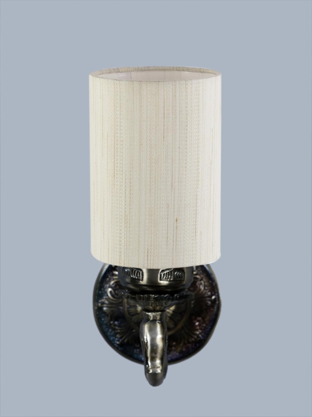 Antique Gold Wall Lamp for Office/Home/Gifting with Cotton Off-White Shade(8x4.25x11) Inches