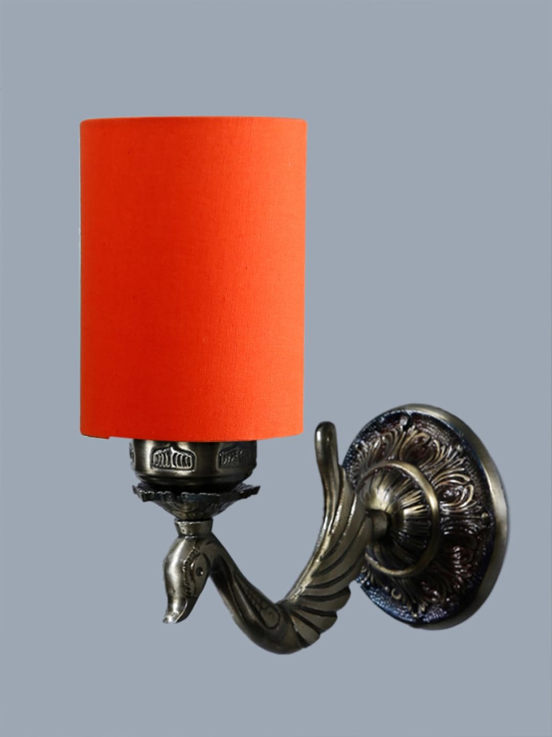 Antique Gold Wall Lamp for Office/Home/Gifting with Cotton Orange Shade(8x4.25x11) Inches