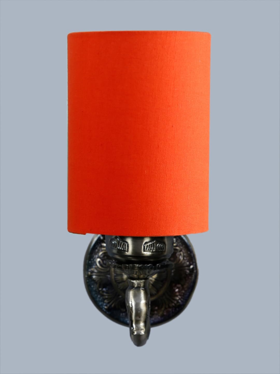 Antique Gold Wall Lamp for Office/Home/Gifting with Cotton Orange Shade(8x4.25x11) Inches