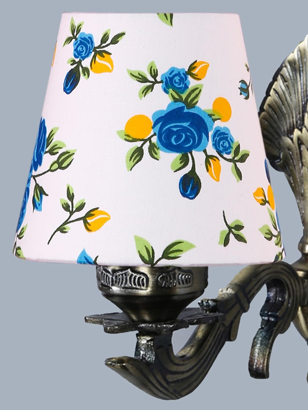 Antique Gold Wall Lamp for Office/Home/Gifting with Cotton conical Printed Shade(7x5.5x9.25) Inches -14