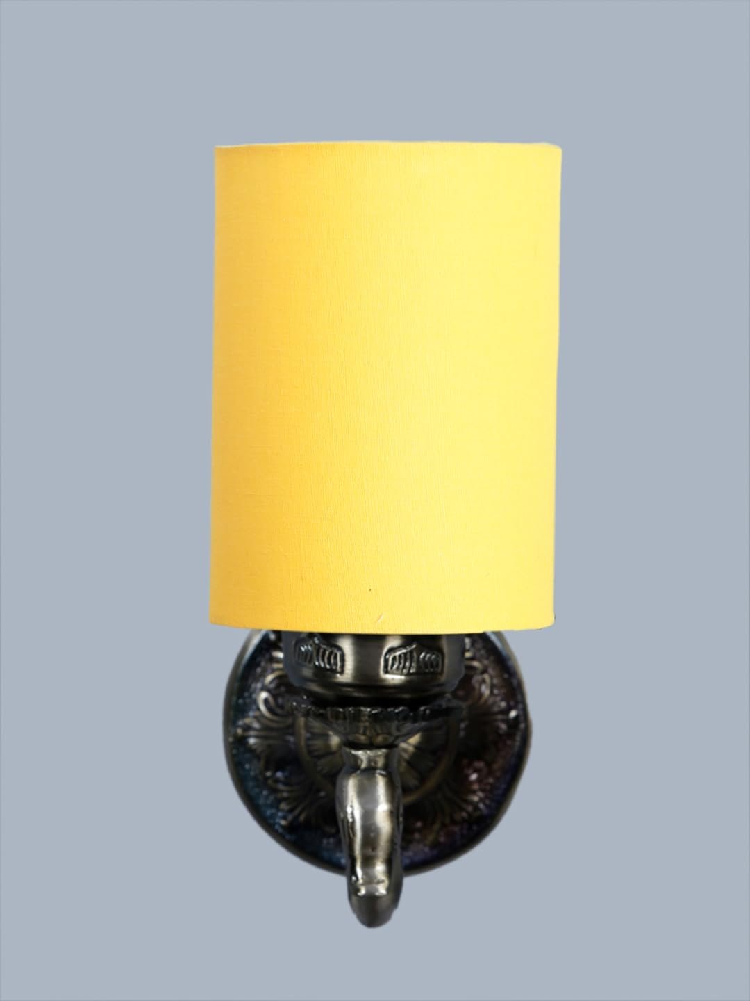 Antique Gold Wall Lamp for Office/Home/Gifting with Cotton Yellow Shade(8x4.25x11) Inches