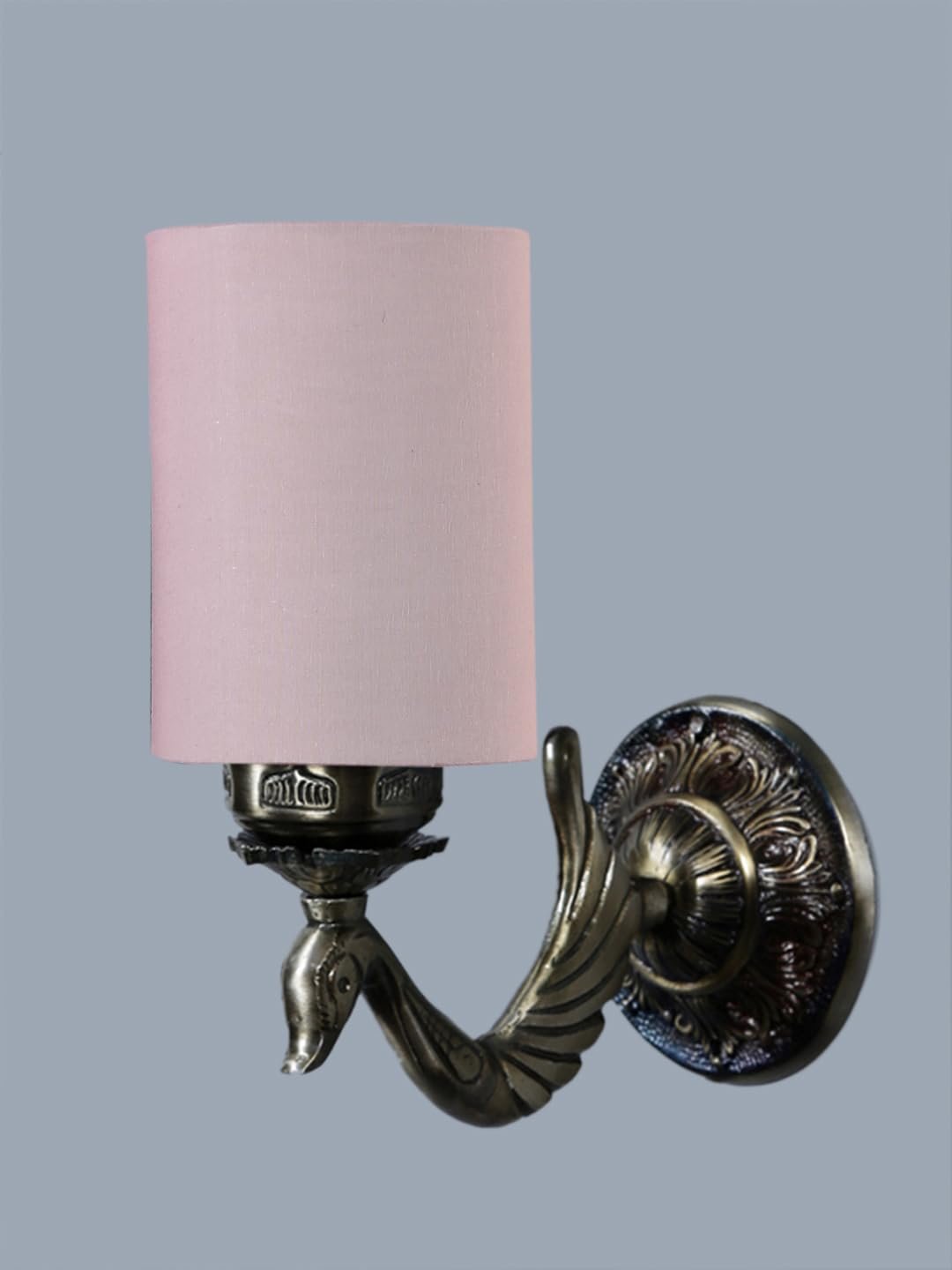 Antique Gold Wall Lamp for Office/Home/Gifting with Cotton Grey Shade(8x4.25x11) Inches