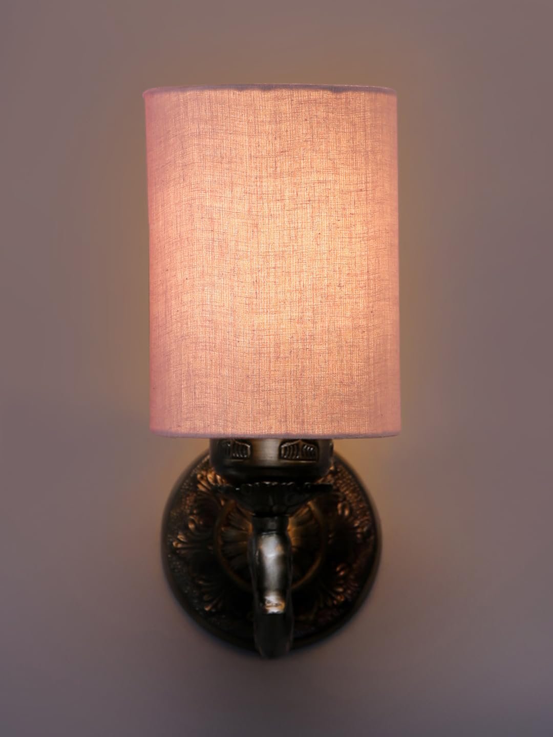 Antique Gold Wall Lamp for Office/Home/Gifting with Cotton Grey Shade(8x4.25x11) Inches