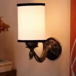 Antique Gold Wall Lamp for Office/Home/Gifting with Cotton White & Black Shade(8×4.25×11) Inches -142