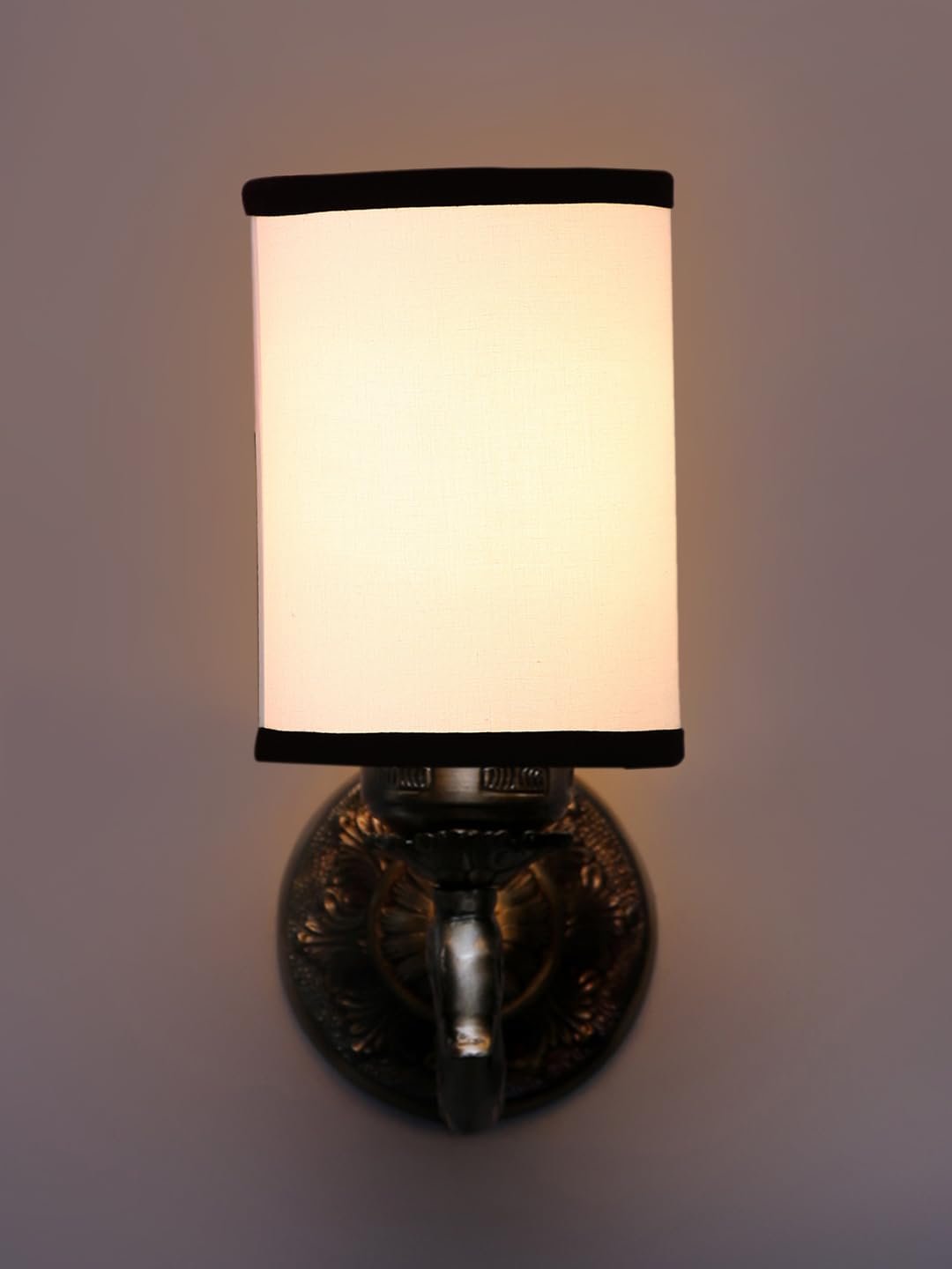 Antique Gold Wall Lamp for Office/Home/Gifting with Cotton White & Black Shade(8x4.25x11) Inches -142