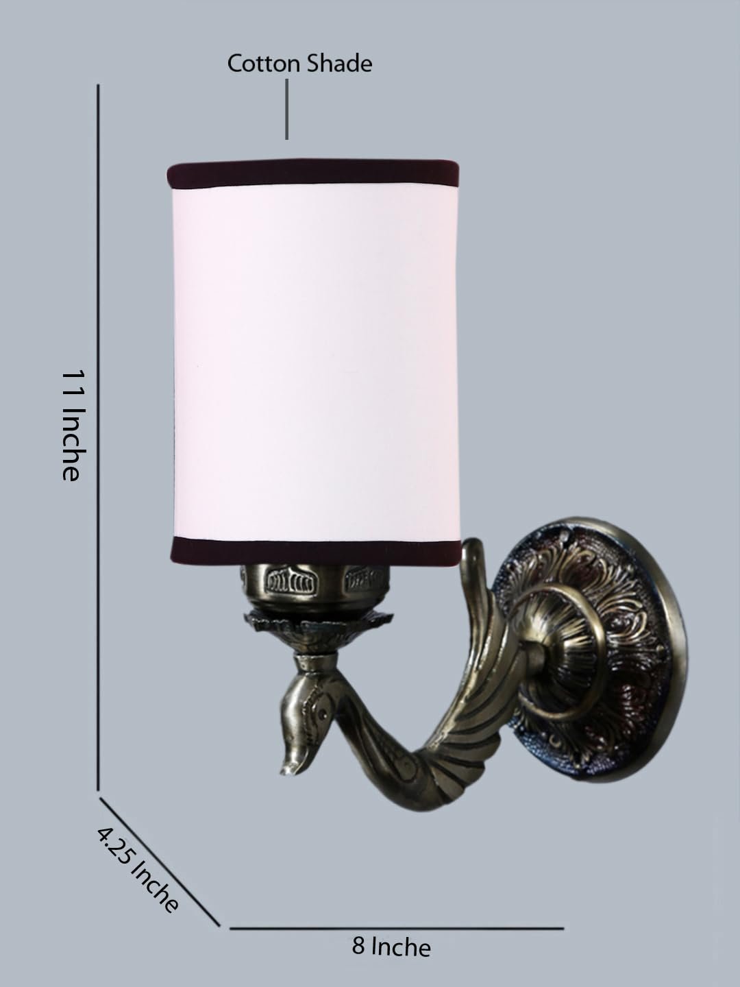 Antique Gold Wall Lamp for Office/Home/Gifting with Cotton White & Black Shade(8x4.25x11) Inches -142