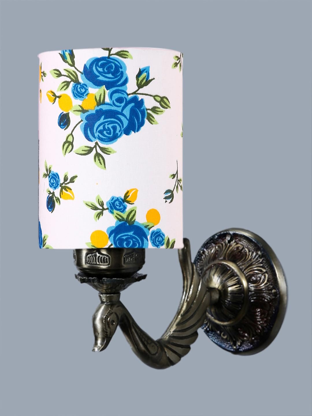 Antique Gold Wall Lamp for Office/Home/Gifting with Cotton Printed Shade(8x4.25x11) Inches -148