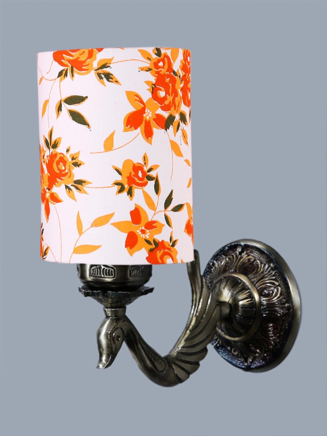 Antique Gold Wall Lamp for Office/Home/Gifting with Cotton Printed Shade(8x4.25x11) Inches -149