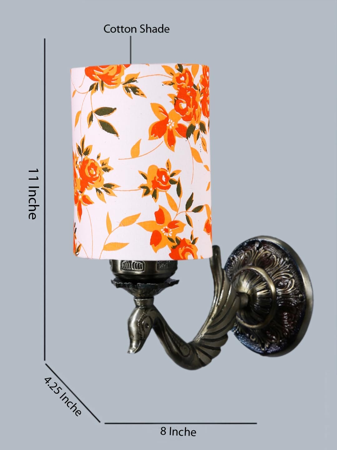 Antique Gold Wall Lamp for Office/Home/Gifting with Cotton Printed Shade(8x4.25x11) Inches -149