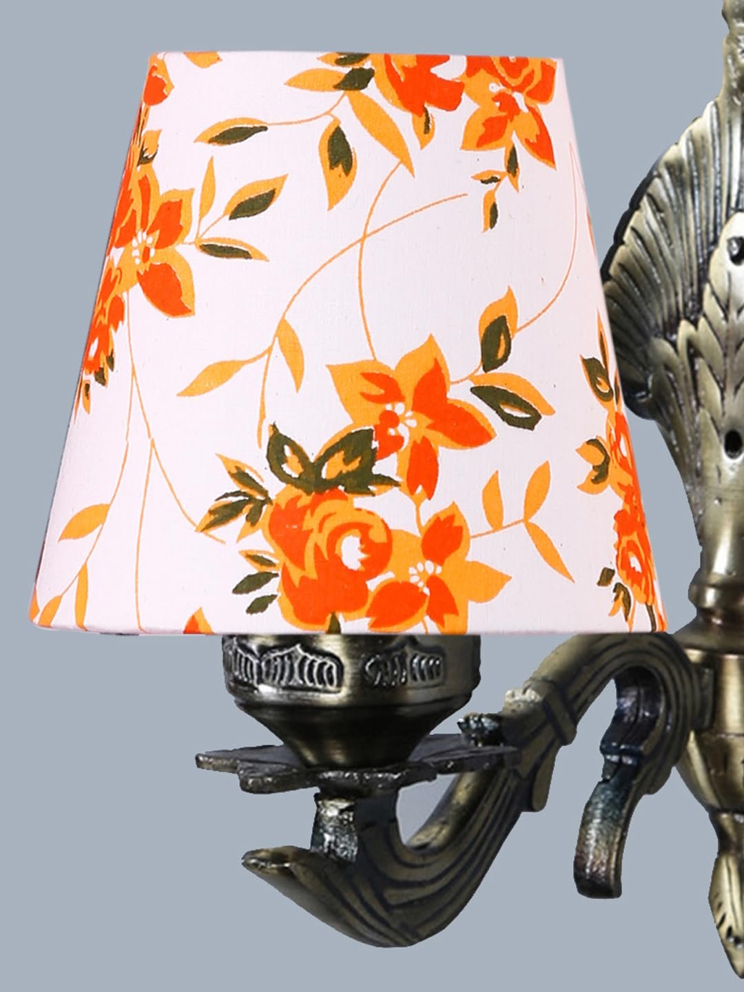 Antique Gold Wall Lamp for Office/Home/Gifting with Cotton conical Printed Shade(7x5.5x9.25) Inches -1587