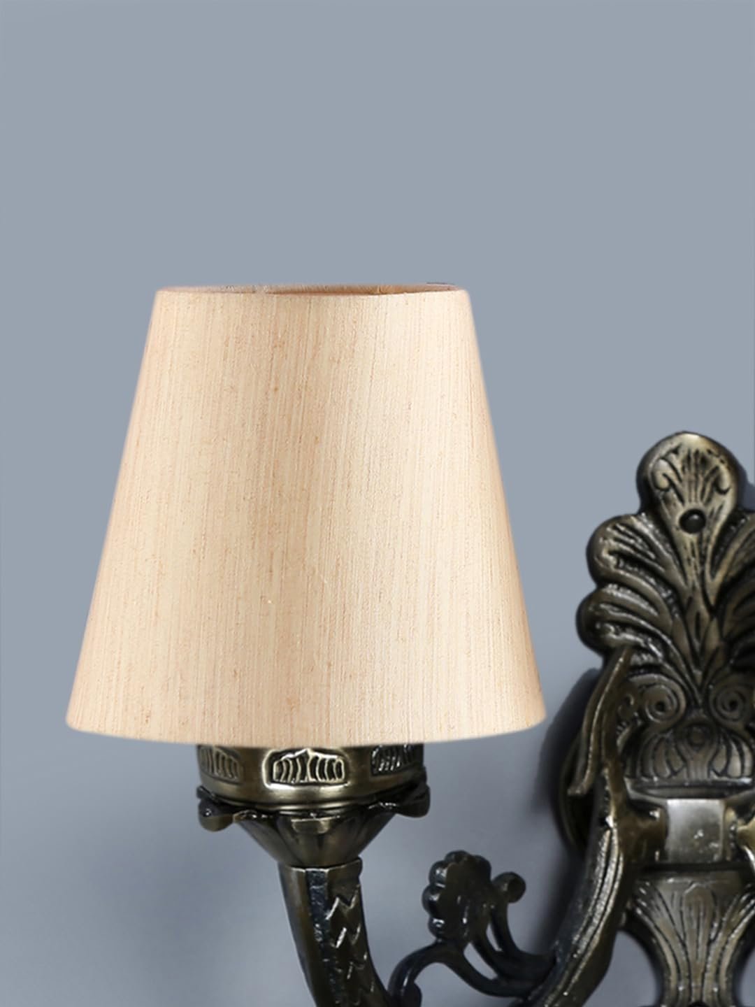 Dual Antique Gold Wall Lamp for Office/Home/Gifting with Cotton Off-White Shade(8x12.25x9) Inches -151