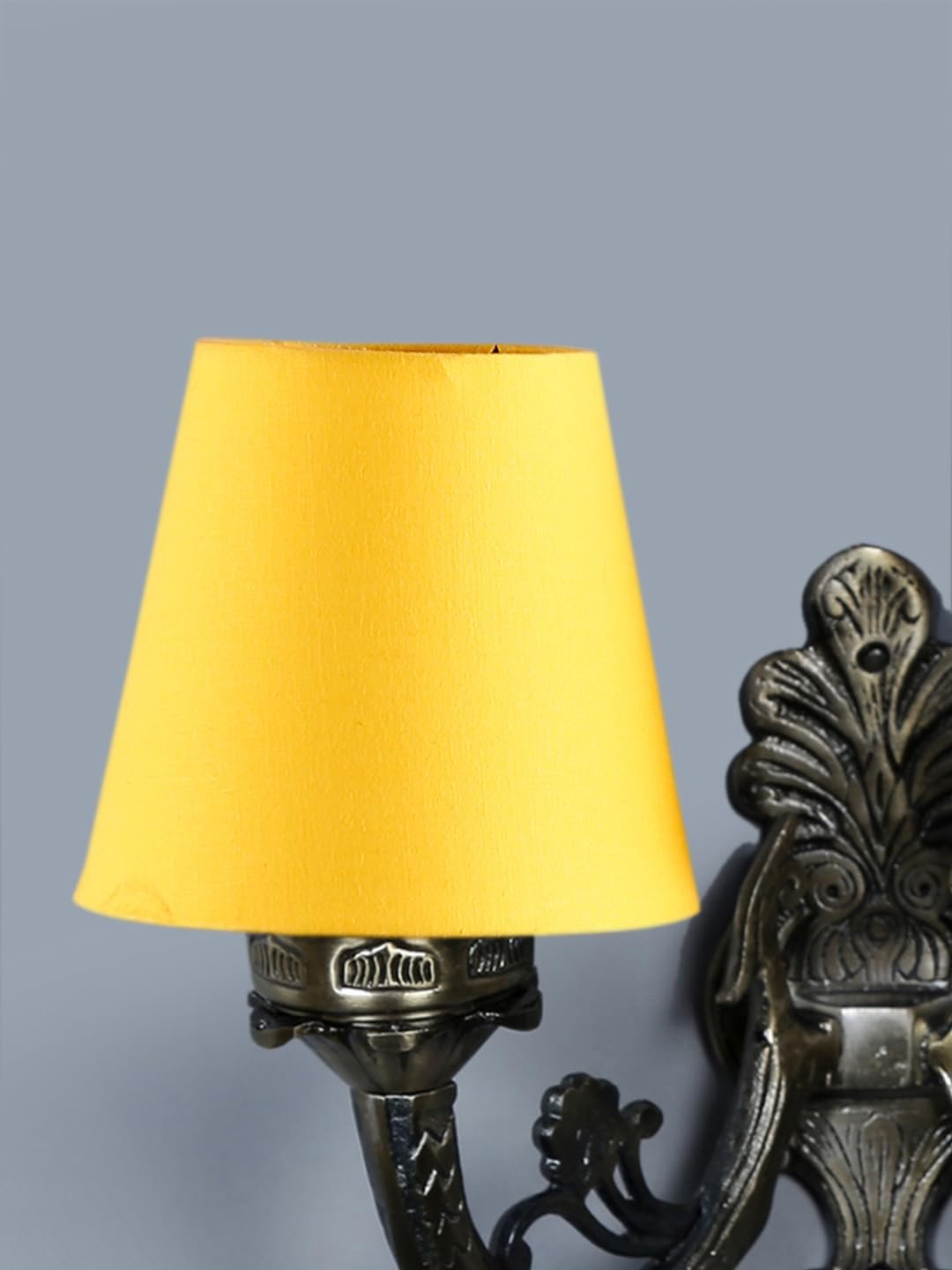 Dual Antique Gold Wall Lamp for Office/Home/Gifting with Cotton Yellow Shade(8x12.25x9) Inches -155