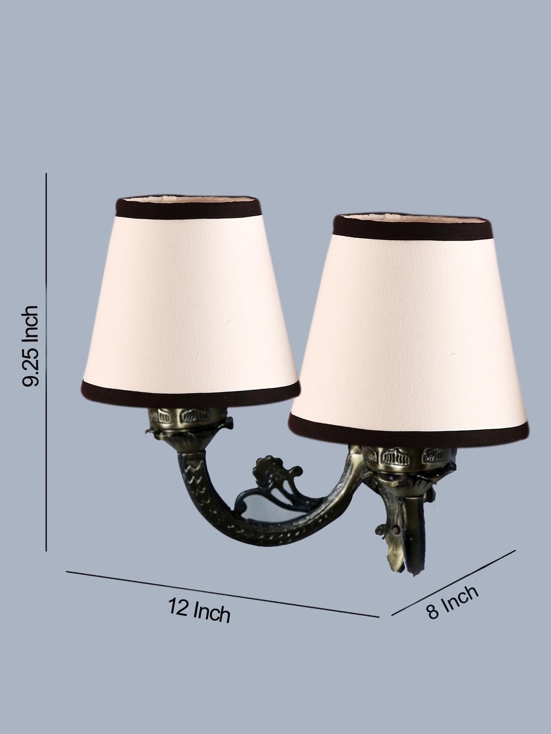 Dual Antique Gold Wall Lamp for Office/Home/Gifting with Cotton White & Black Shade(8x12.25x9) Inches -157