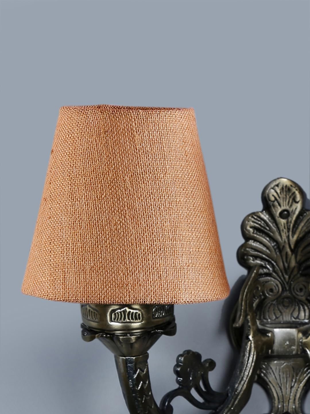Dual Antique Gold Wall Lamp for Office/Home/Gifting with Jute Beige Shade(8x12.25x9) Inches -158