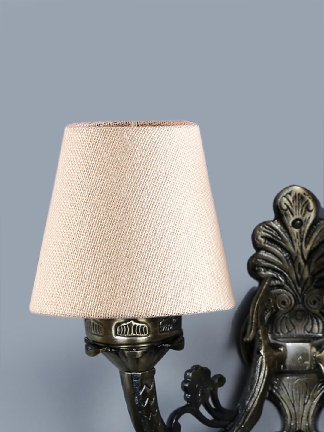 Dual Antique Gold Wall Lamp for Office/Home/Gifting with Jute White Shade(8x12.25x9) Inches -159