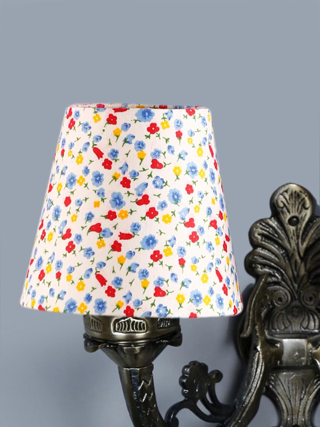 Dual Antique Gold Wall Lamp for Office/Home/Gifting with Cotton Printed Shade(8x12.25x9) Inches -165