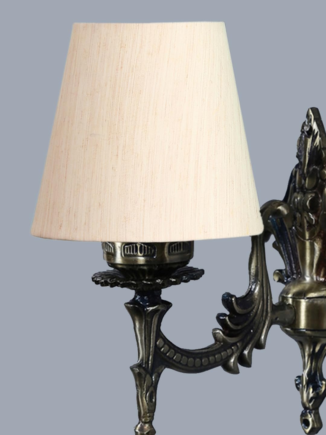 Antique Gold Wall Lamp for Office/Home/Gifting with Cotton conical Off-White Shade(7x5.5x9.25) Inches -16