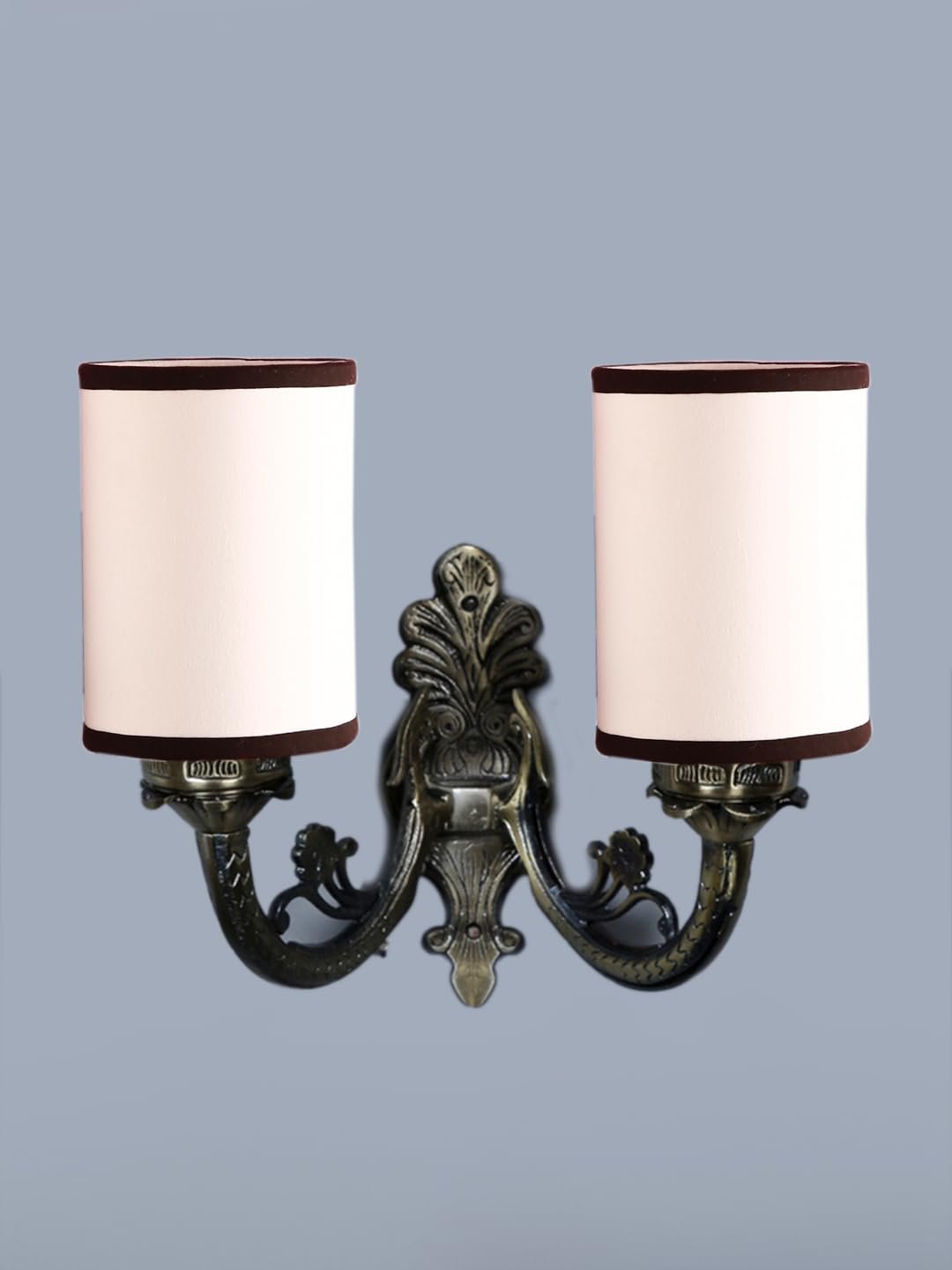 Dual Antique Gold Wall Lamp for Office/Home/Gifting with Cotton White & Black Shade(7x13x11.5) Inches -172
