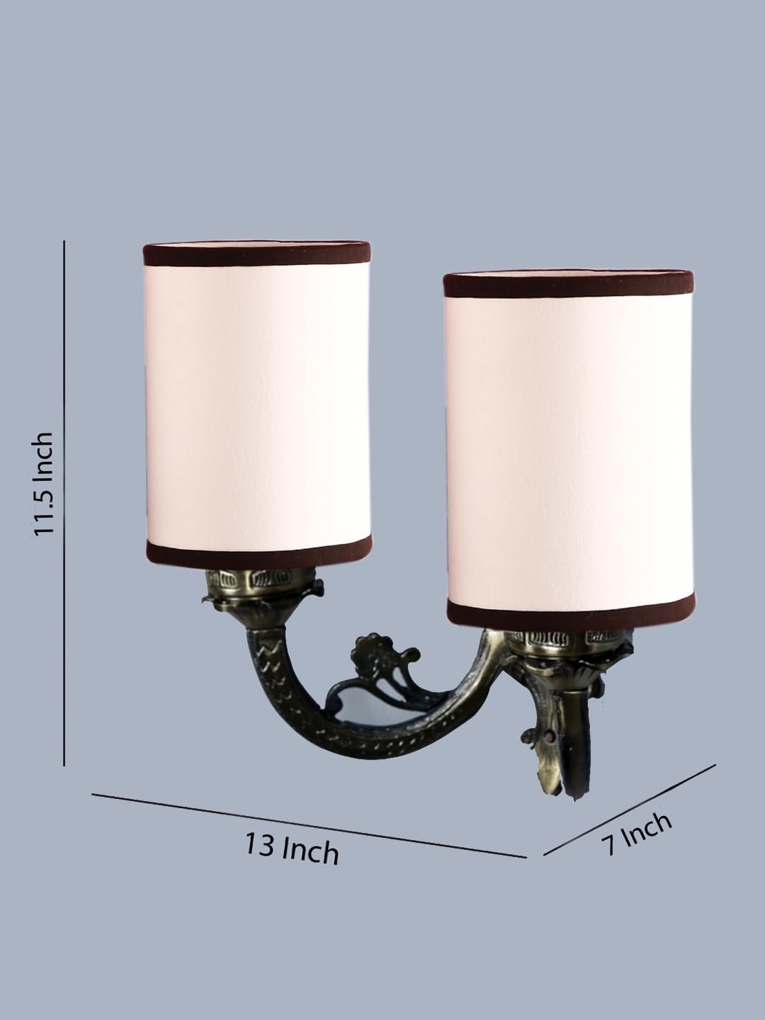 Dual Antique Gold Wall Lamp for Office/Home/Gifting with Cotton White & Black Shade(7x13x11.5) Inches -172