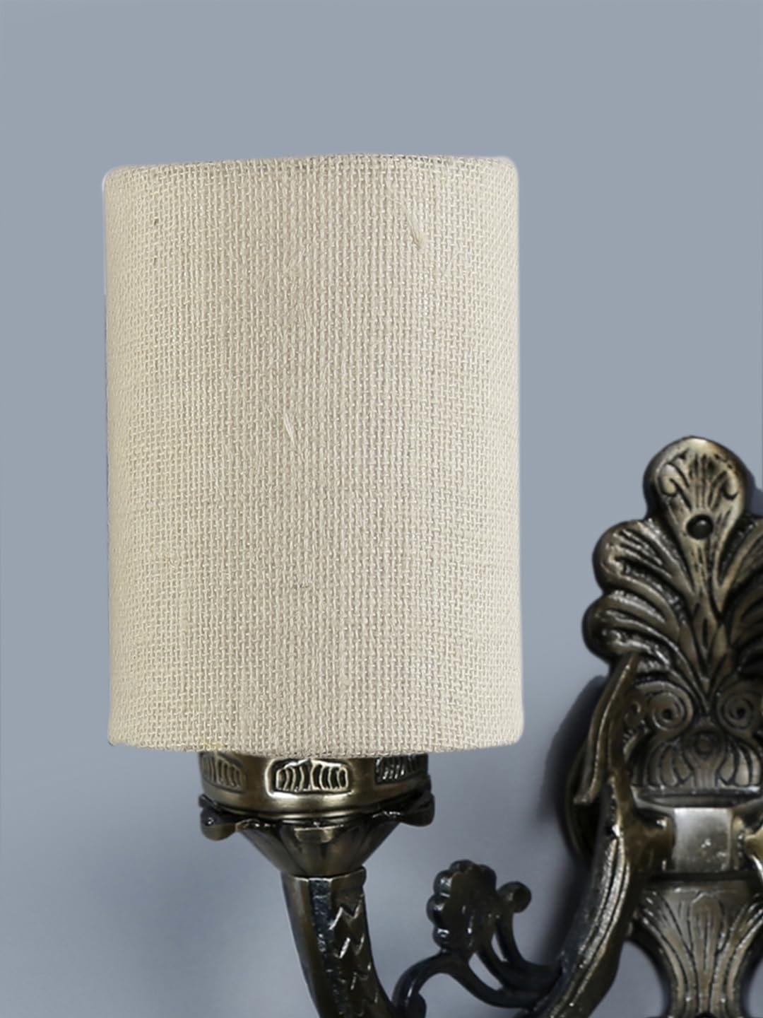 Dual Antique Gold Wall Lamp for Office/Home/Gifting with Jute White Shade(7x13x11.5) Inches -174