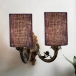 Dual Antique Gold Wall Lamp for Office/Home/Gifting with Jute Blue Shade(7x13x11.5) Inches -177