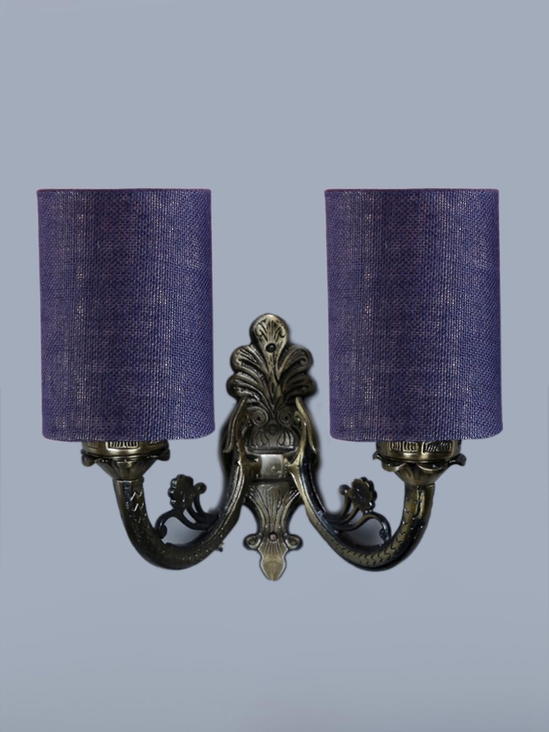 Dual Antique Gold Wall Lamp for Office/Home/Gifting with Jute Blue Shade(7x13x11.5) Inches -177