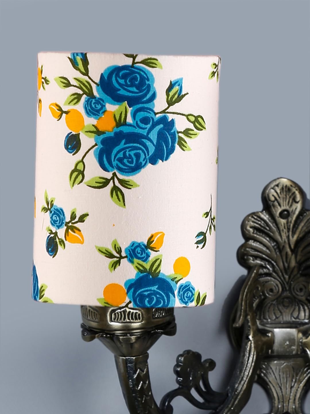 Dual Antique Gold Wall Lamp for Office/Home/Gifting with Cotton Printed Shade(7x13x11.5) Inches -178