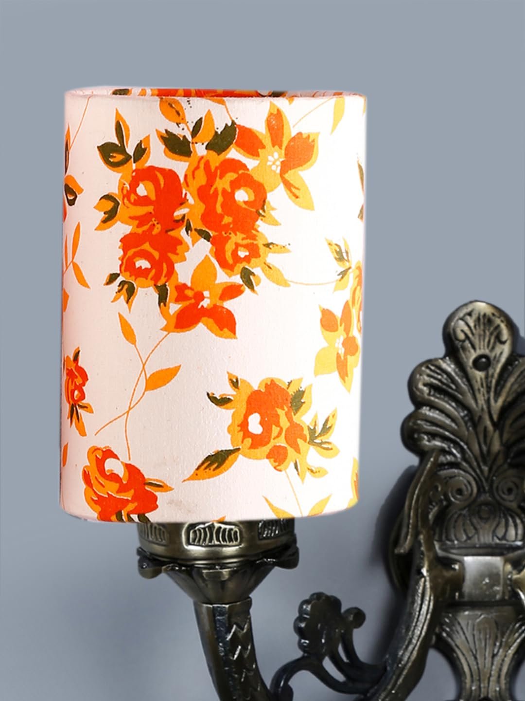 Dual Antique Gold Wall Lamp for Office/Home/Gifting with Cotton Printed Shade(7x13x11.5) Inches -179