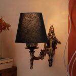 Antique Gold Wall Lamp for Office/Home/Gifting with Cotton conical Black Shade(7×5.5×9.25) Inches -17