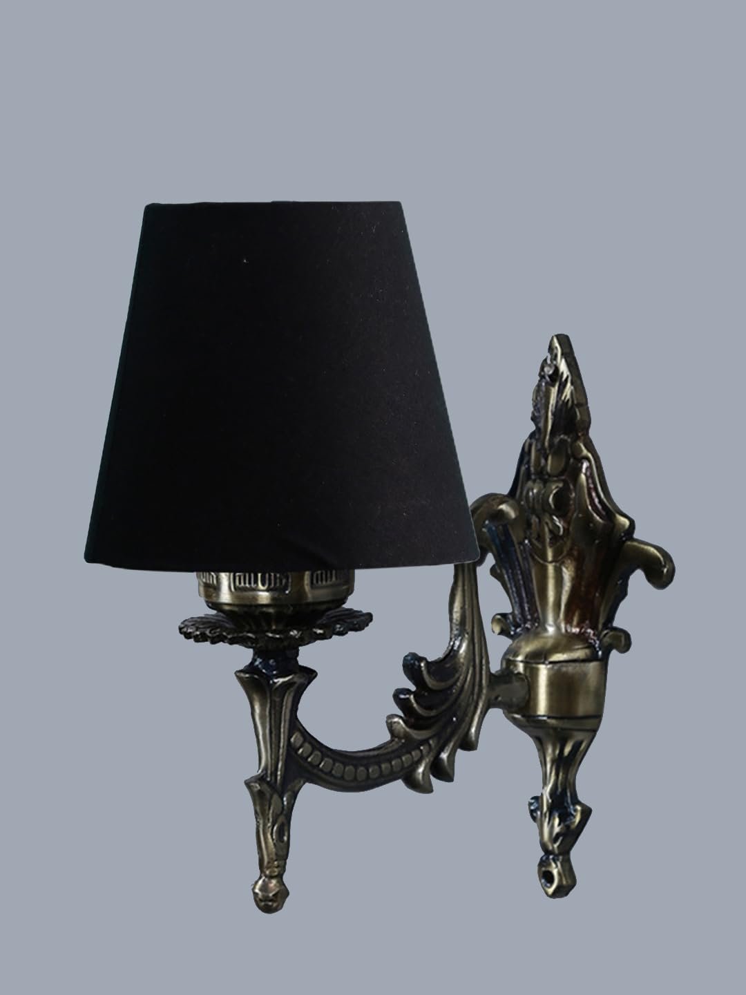 Antique Gold Wall Lamp for Office/Home/Gifting with Cotton conical Black Shade(7x5.5x9.25) Inches -17