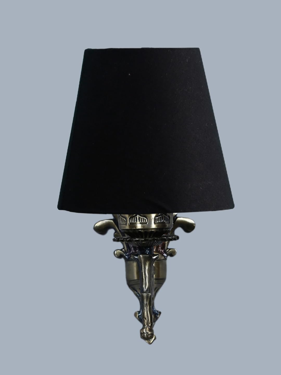 Antique Gold Wall Lamp for Office/Home/Gifting with Cotton conical Black Shade(7x5.5x9.25) Inches -17