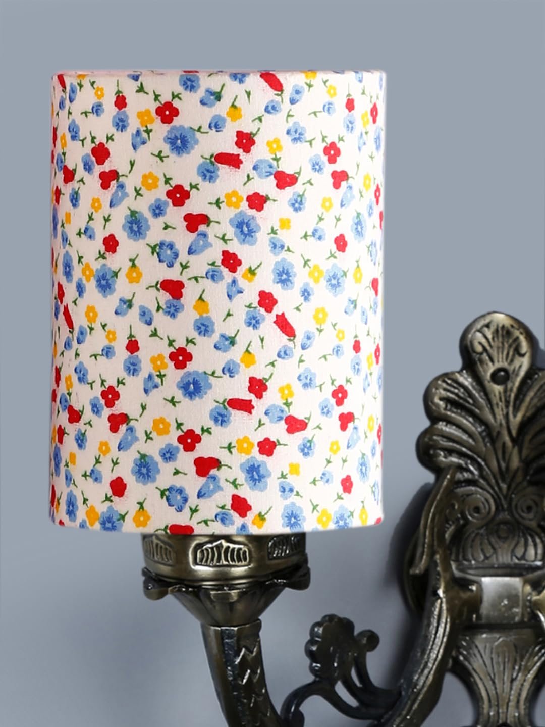 Dual Antique Gold Wall Lamp for Office/Home/Gifting with Cotton Printed Shade(7x13x11.5) Inches -180