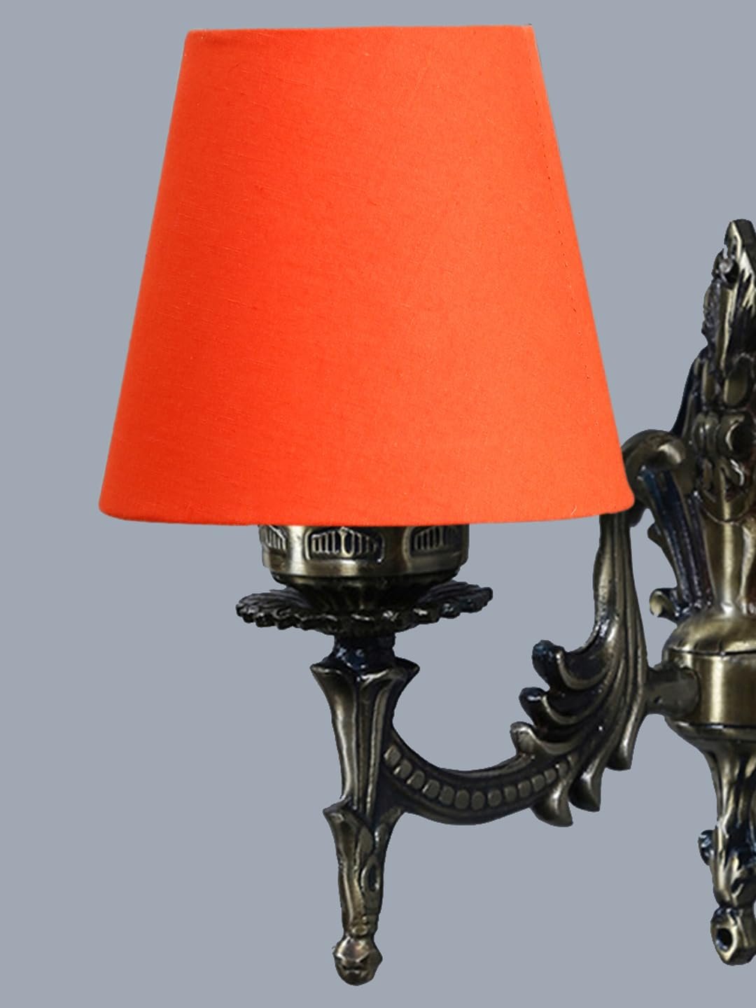 Antique Gold Wall Lamp for Office/Home/Gifting with Cotton conical Orange Shade(7x5.5x9.25) Inches -19