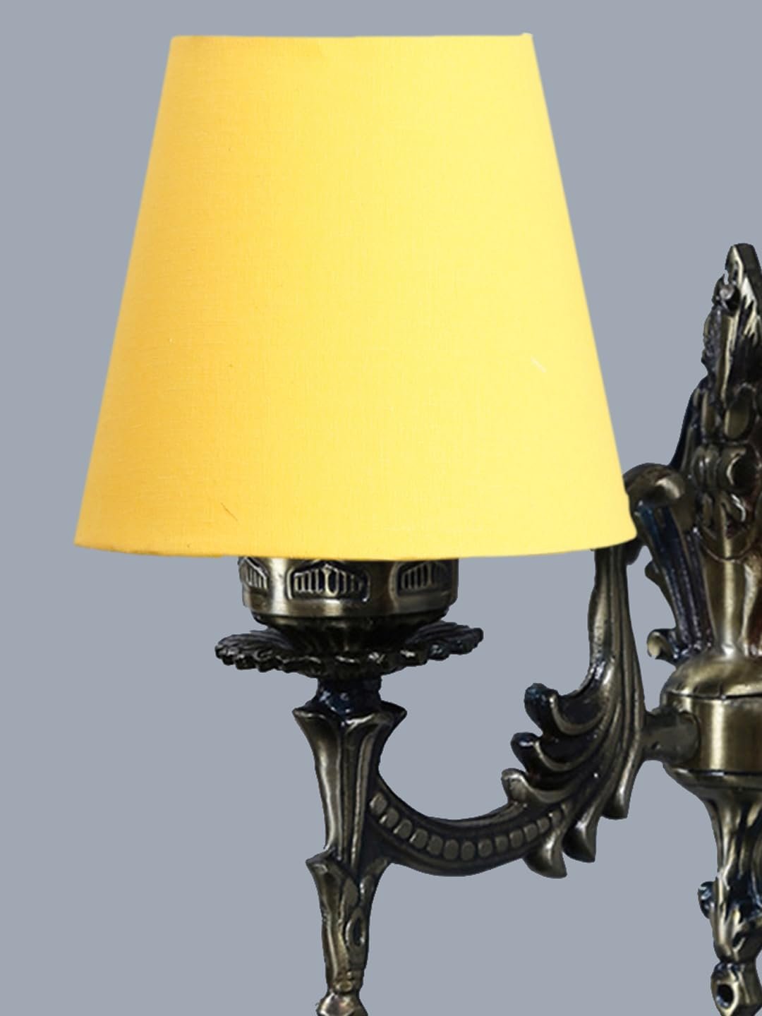 Antique Gold Wall Lamp for Office/Home/Gifting with Cotton conical Yellow Shade(7x5.5x9.25) Inches -20