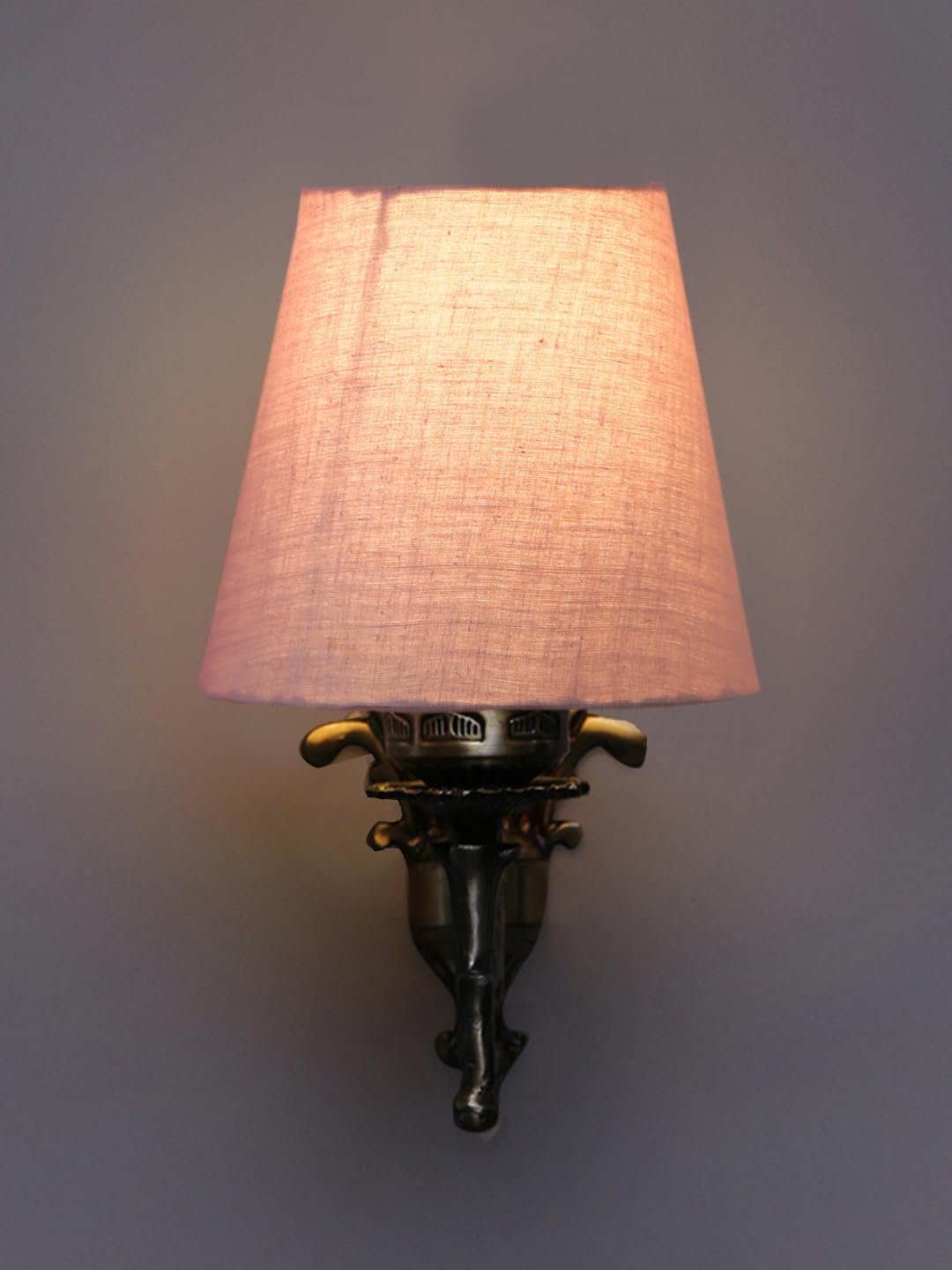 Antique Gold Wall Lamp for Office/Home/Gifting with Cotton conical Grey Shade(7x5.5x9.25) Inches -21