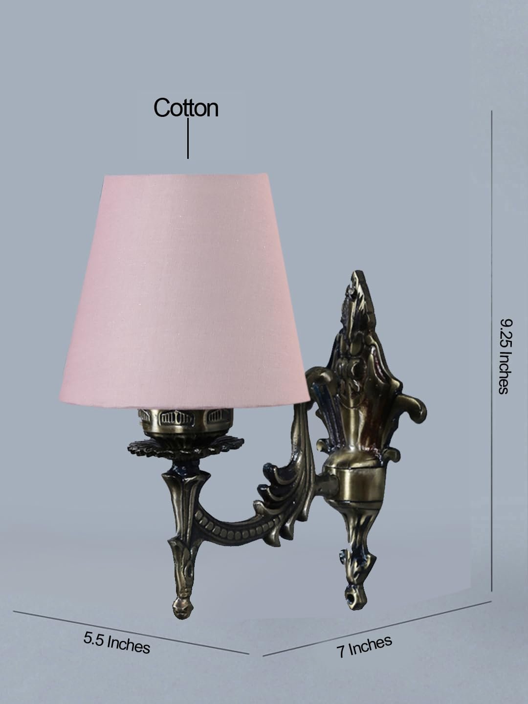 Antique Gold Wall Lamp for Office/Home/Gifting with Cotton conical Grey Shade(7x5.5x9.25) Inches -21