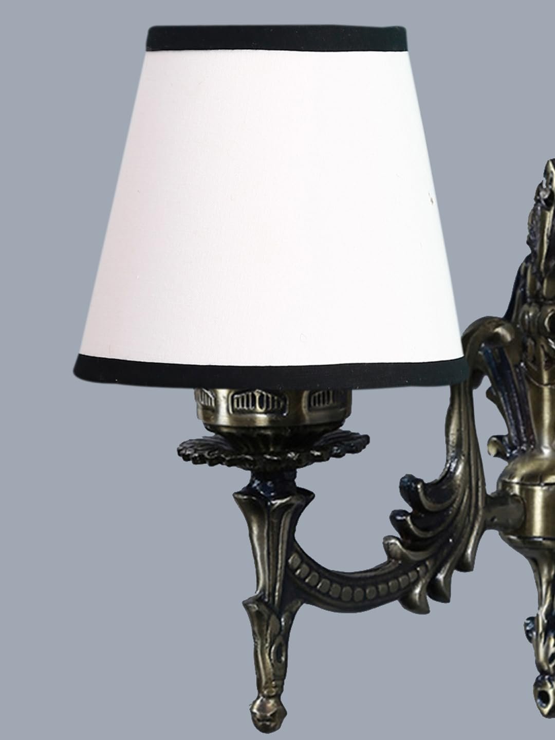 Antique Gold Wall Lamp for Office/Home/Gifting with Cotton conical White & Black Shade(7x5.5x9.25) Inches -22