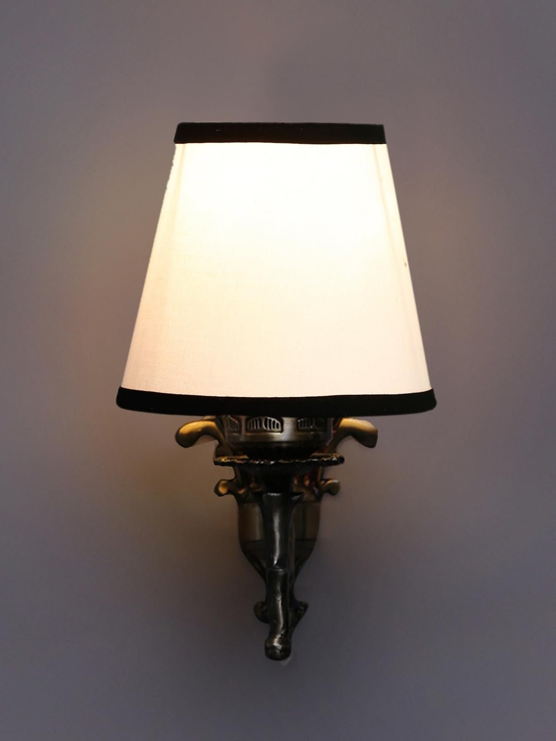 Antique Gold Wall Lamp for Office/Home/Gifting with Cotton conical White & Black Shade(7x5.5x9.25) Inches -22