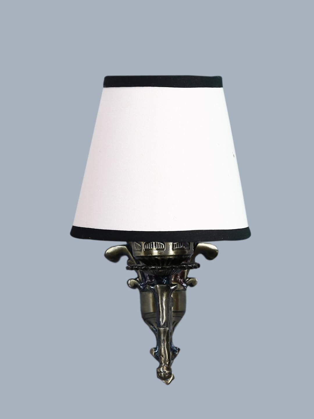 Antique Gold Wall Lamp for Office/Home/Gifting with Cotton conical White & Black Shade(7x5.5x9.25) Inches -22