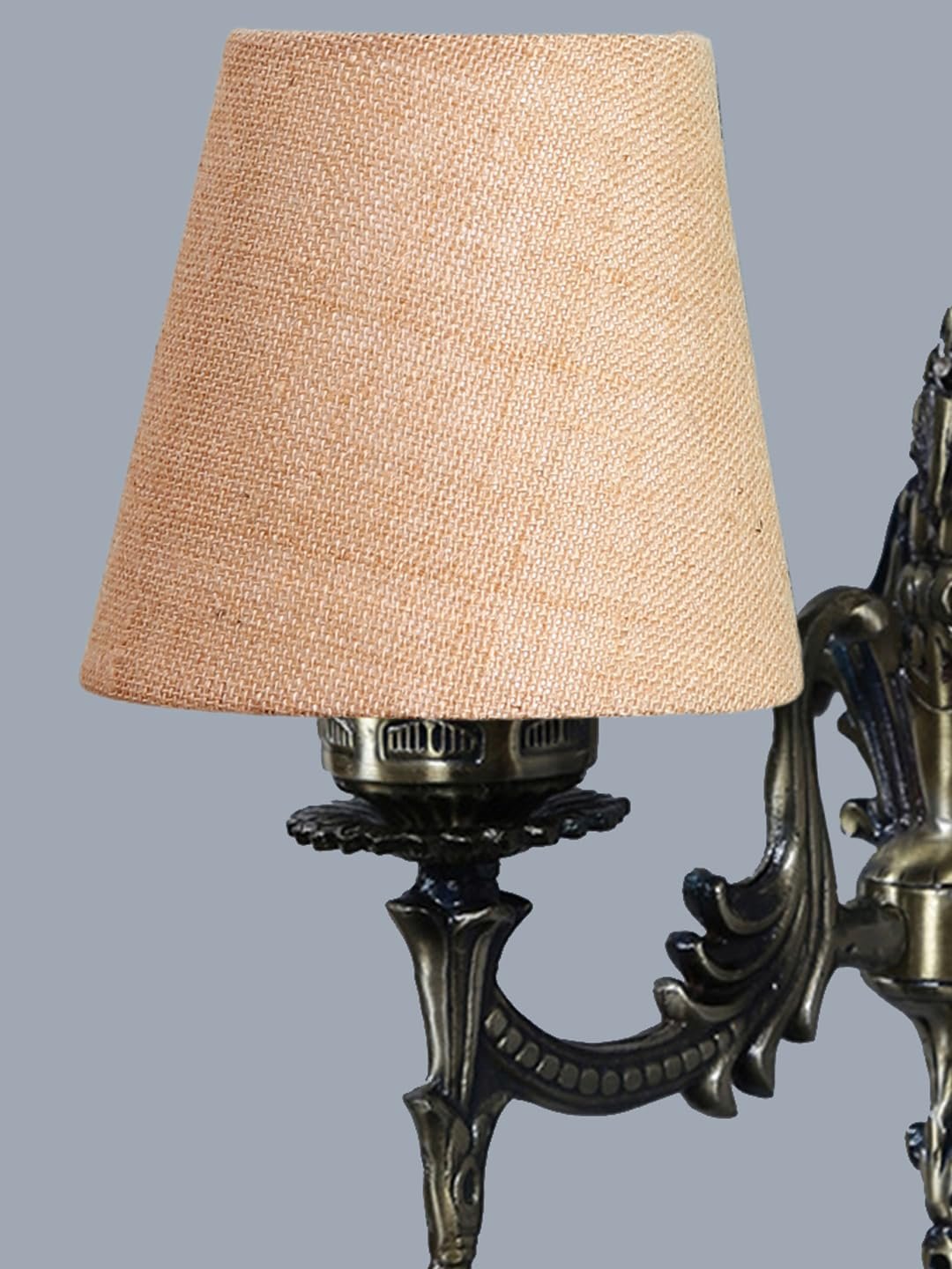 Antique Gold Wall Lamp for Office/Home/Gifting with Jute conical Beige Shade(7x5.5x9.25) Inches -23