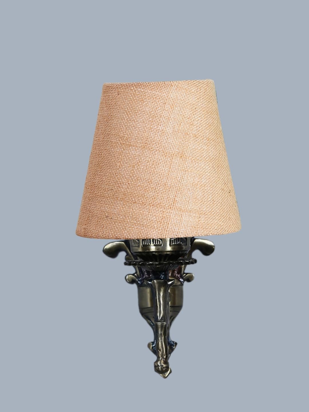 Antique Gold Wall Lamp for Office/Home/Gifting with Jute conical Beige Shade(7x5.5x9.25) Inches -23