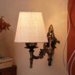Antique Gold Wall Lamp for Office/Home/Gifting with Jute conical White Shade(7×5.5×9.25) Inches -24